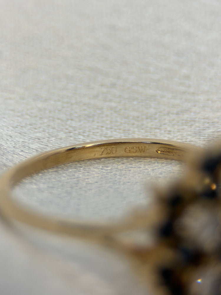18K Blomkluster Diamant och safirring – Storlek 58