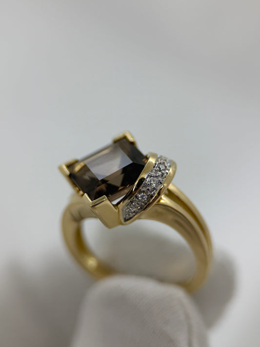 18K Rökkvarts diamantring – 3.70 ct, Storlek 56