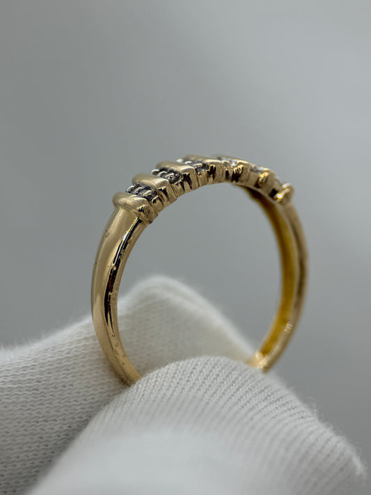 18K Red Gold Diamond Ring – Single Cut Diamonds, Size 55.5