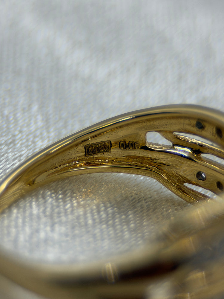 18K Diamantring i rödguld – dubbla skenor, 0.06 ct, Storlek 51.5