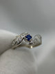 18K Sapphire and Diamond Ring – White Gold, Size 48.5