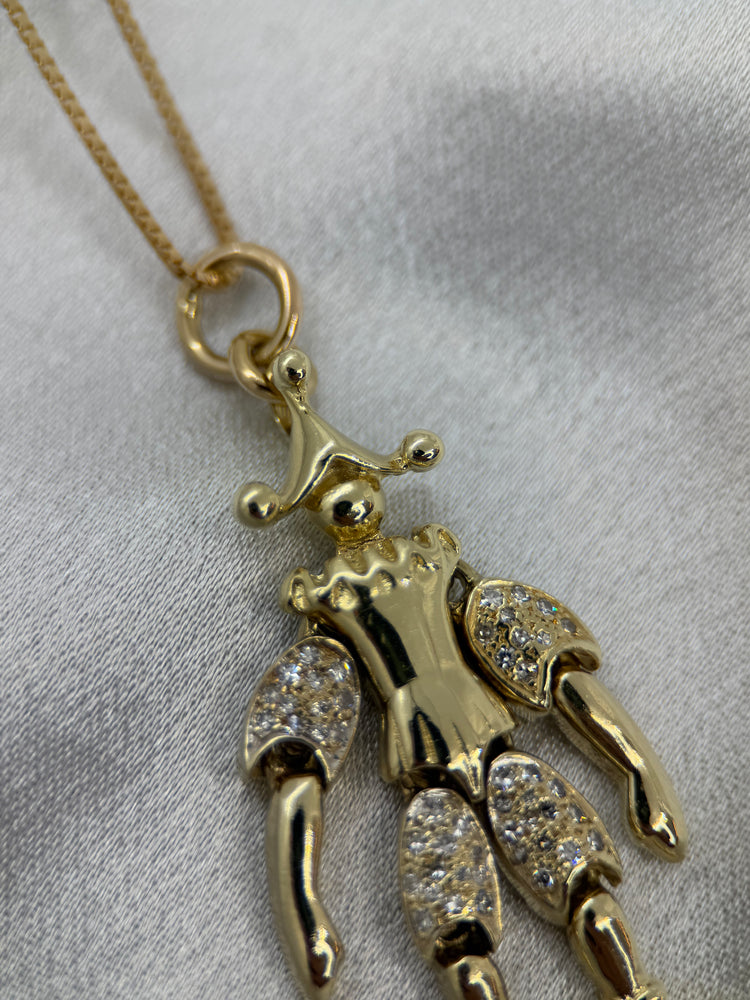 14K Clownhänge med diamanter – 14.1g, 5.2 cm