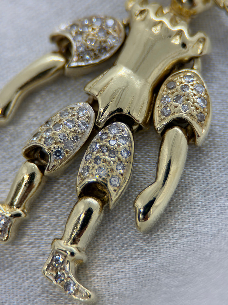 14K Clownhänge med diamanter – 14.1g, 5.2 cm