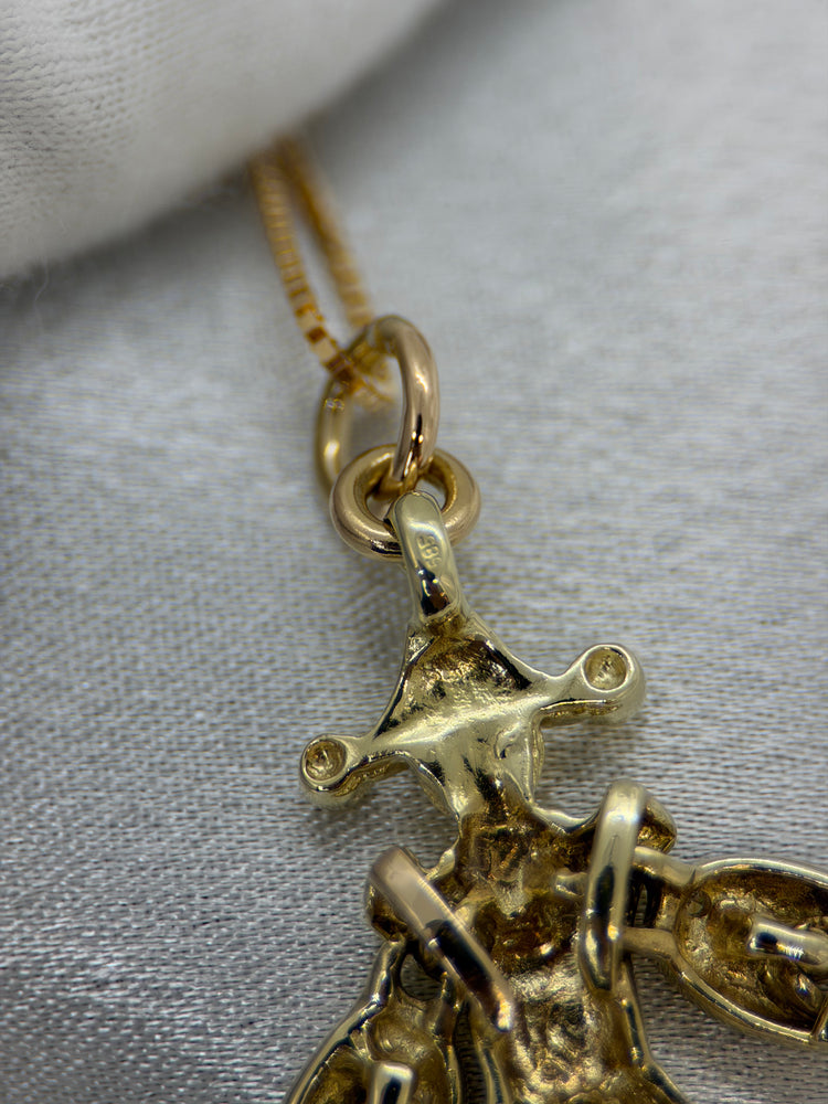14K Clownhänge med diamanter – 14.1g, 5.2 cm
