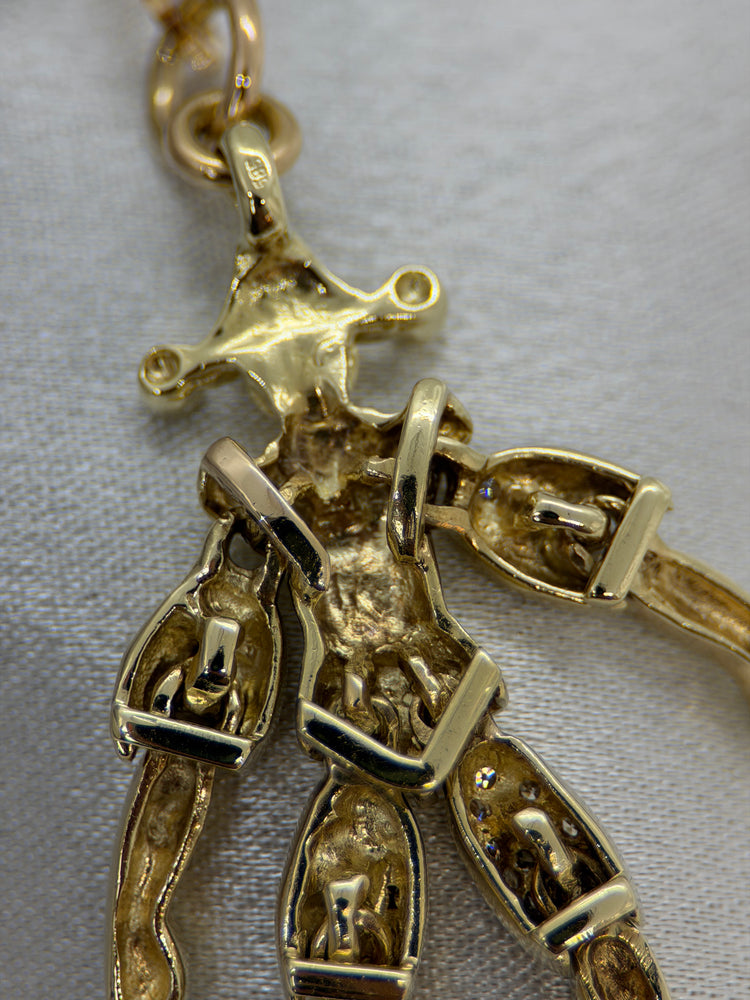 14K Clownhänge med diamanter – 14.1g, 5.2 cm