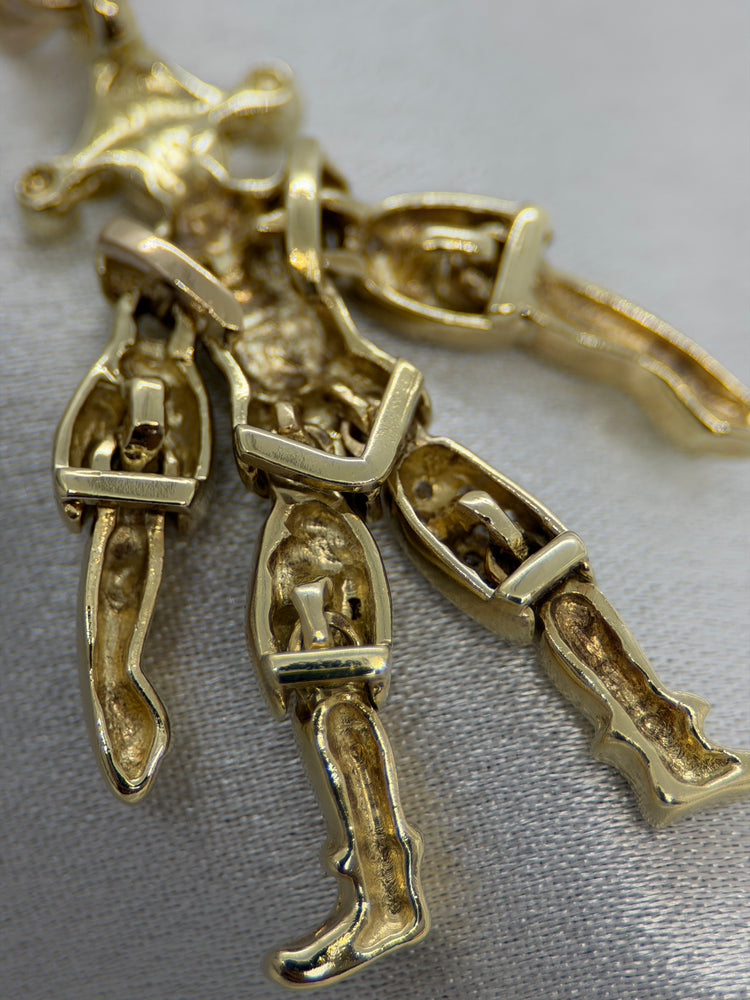 14K Clownhänge med diamanter – 14.1g, 5.2 cm