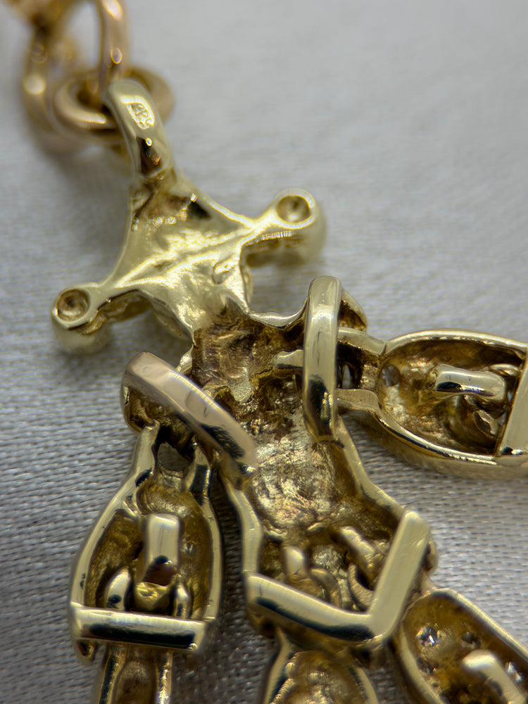 14K Clownhänge med diamanter – 14.1g, 5.2 cm