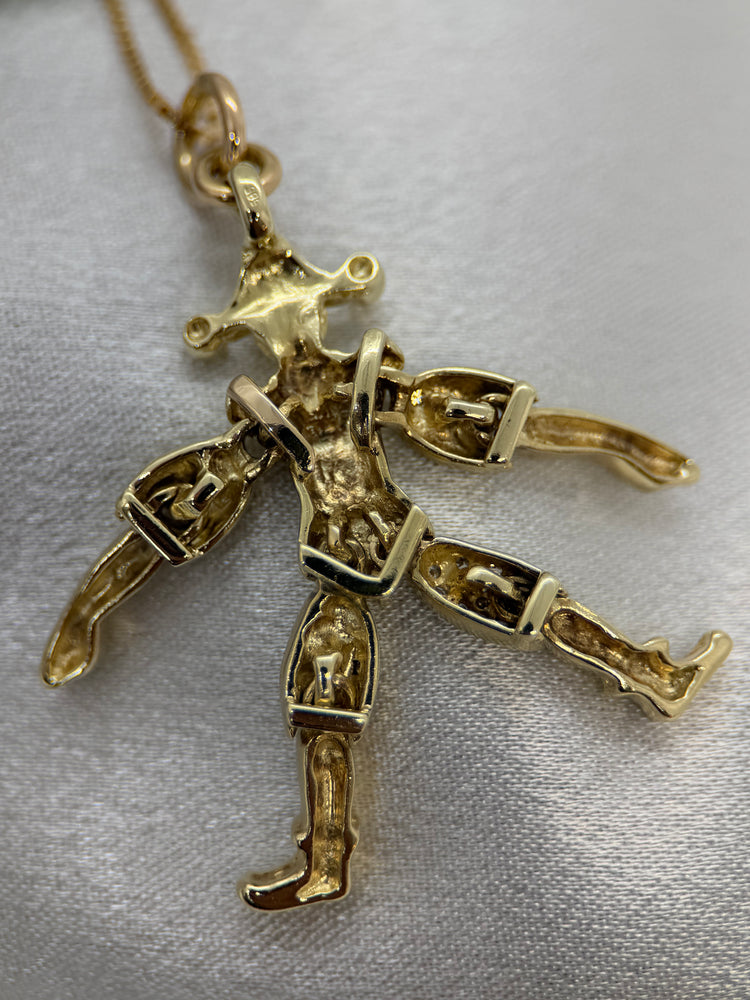 14K Clownhänge med diamanter – 14.1g, 5.2 cm