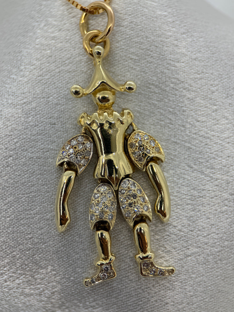 14K Clownhänge med diamanter – 14.1g, 5.2 cm