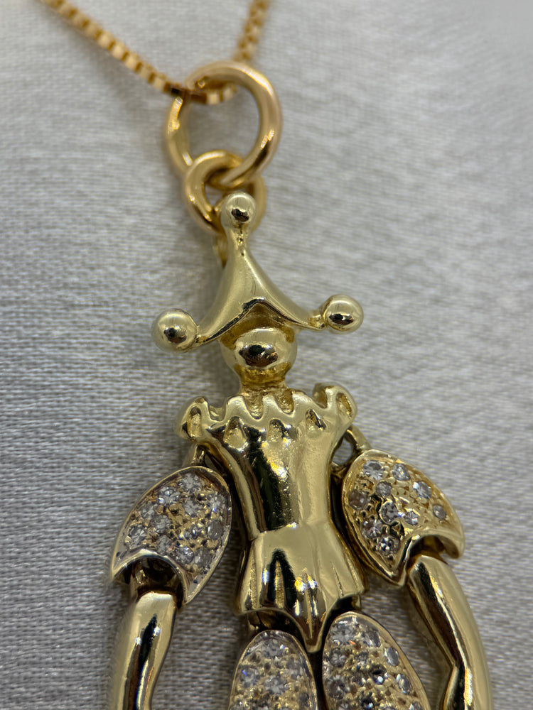 14K Clownhänge med diamanter – 14.1g, 5.2 cm