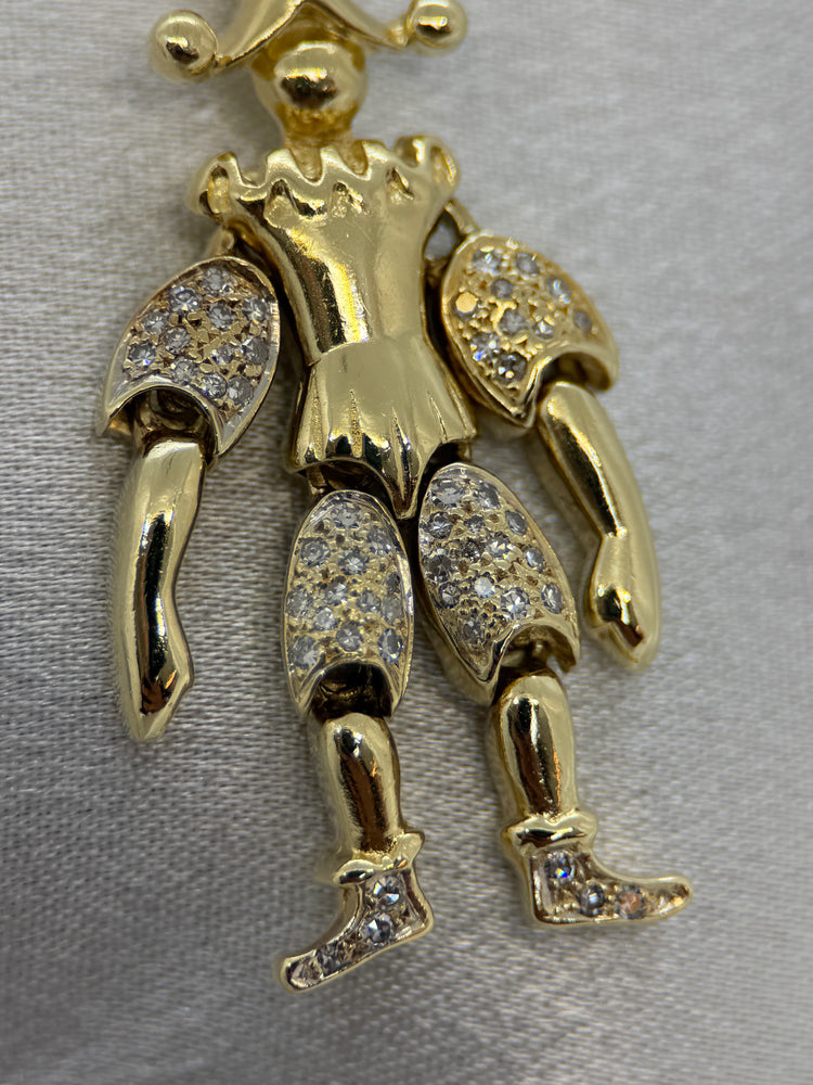 14K Clownhänge med diamanter – 14.1g, 5.2 cm