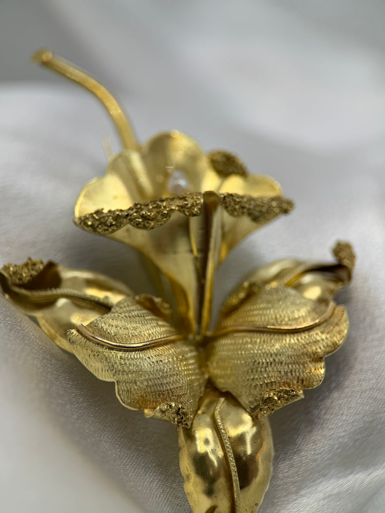 18K Orchid Brooch in Rose Gold – Cultured Pearl, 9.5 cm