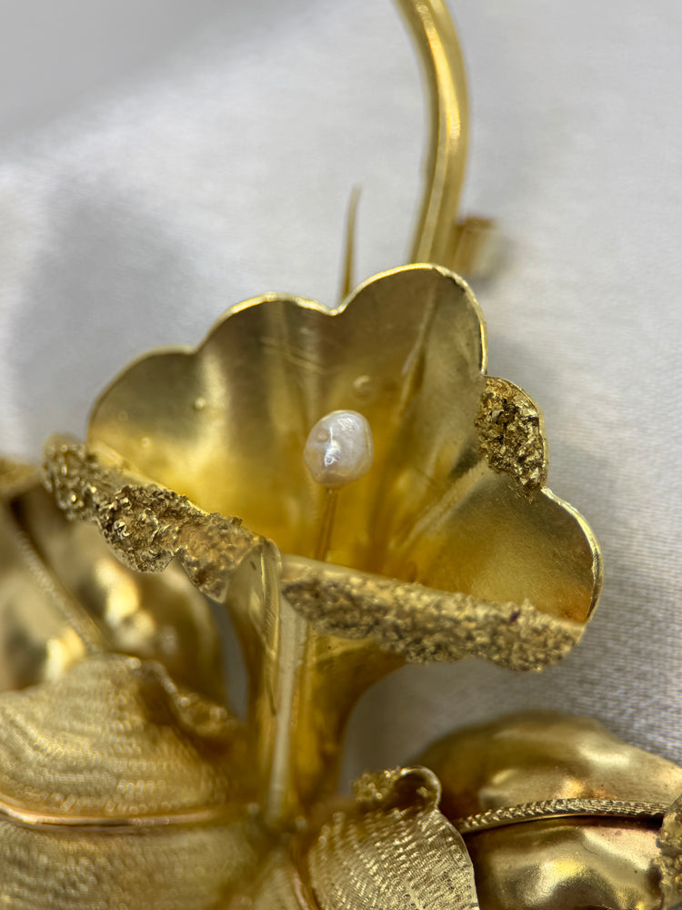 18K Orchid Brooch in Rose Gold – Cultured Pearl, 9.5 cm