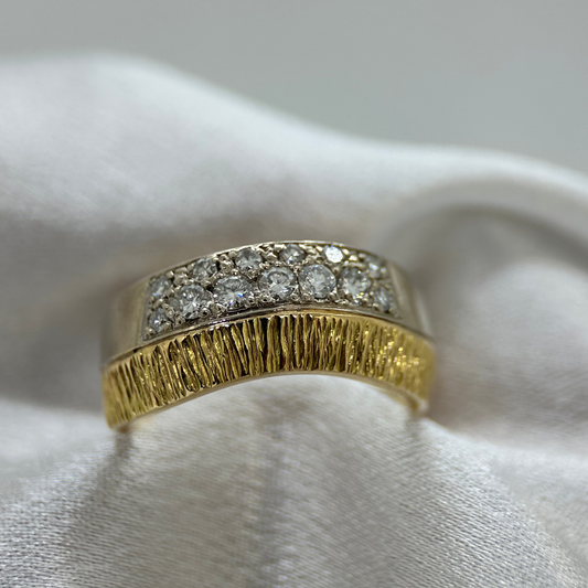 18K Diamantring i Bicolor-design