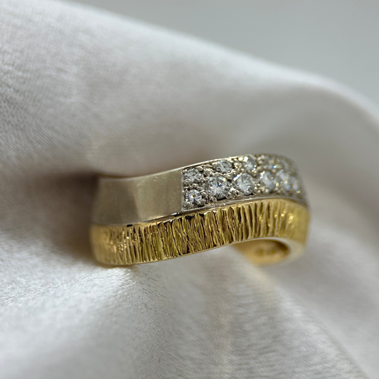 18K Diamantring i Bicolor-design