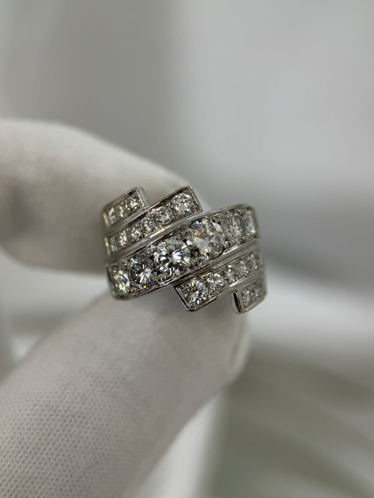 18K Cocktailring med diamanter – 3.90 ct totalt, Storlek 57