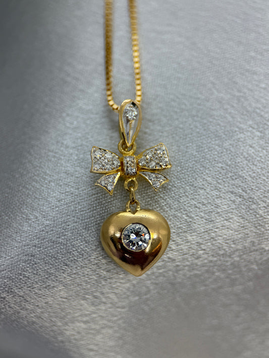 18K Diamanthänge i Rödguld – Hjärta & Rosett, 0.35 ct, 2.8 cm