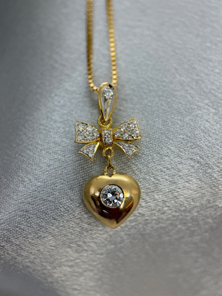 18K Diamanthänge i Rödguld – Hjärta & Rosett, 0.35 ct, 2.8 cm