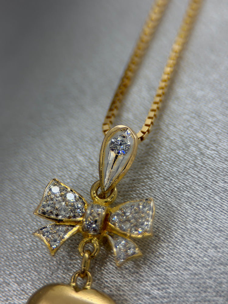 18K Diamanthänge i Rödguld – Hjärta & Rosett, 0.35 ct, 2.8 cm