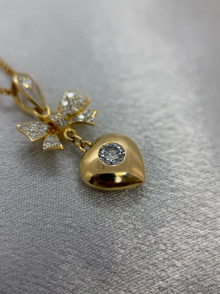 18K Diamanthänge i Rödguld – Hjärta & Rosett, 0.35 ct, 2.8 cm