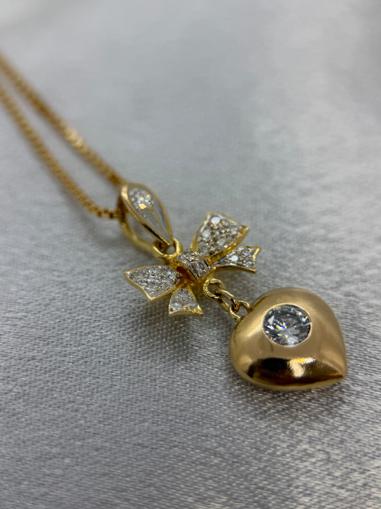 18K Diamanthänge i Rödguld – Hjärta & Rosett, 0.35 ct, 2.8 cm