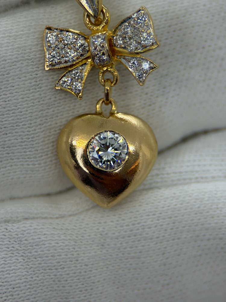 18K Diamanthänge i Rödguld – Hjärta & Rosett, 0.35 ct, 2.8 cm