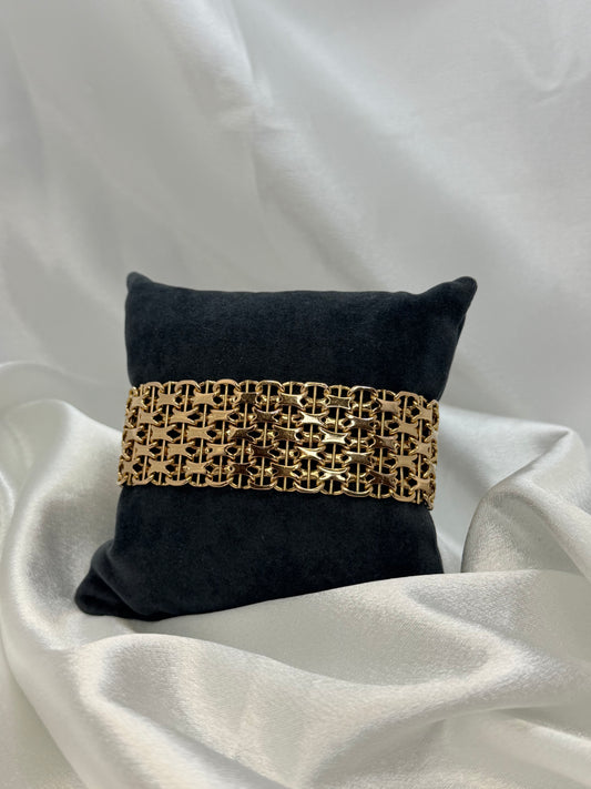 18K Wide X-Link Bracelet in Rose Gold – 74.2g, 20.5 cm