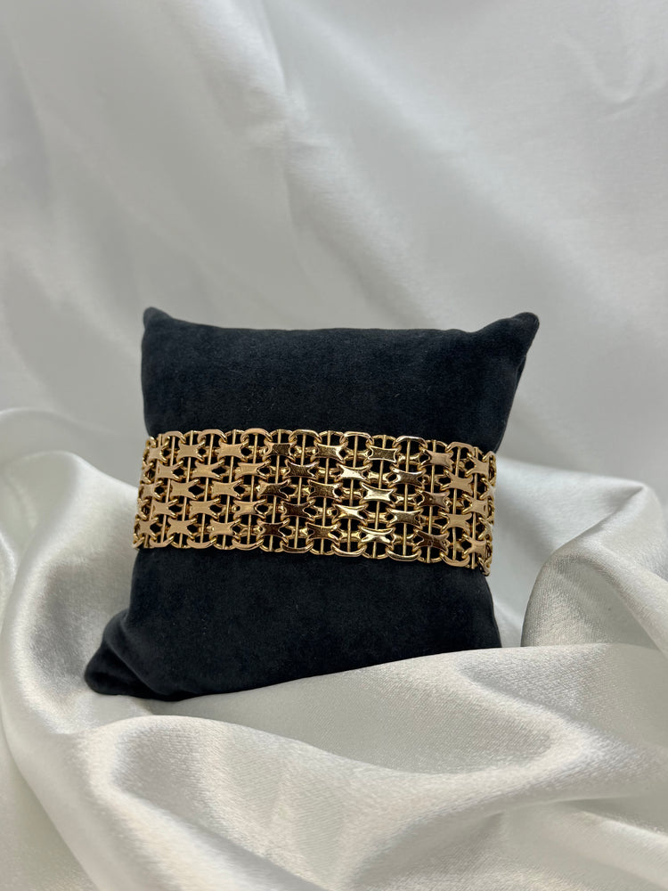18K Wide X-Link Bracelet in Rose Gold – 74.2g, 20.5 cm