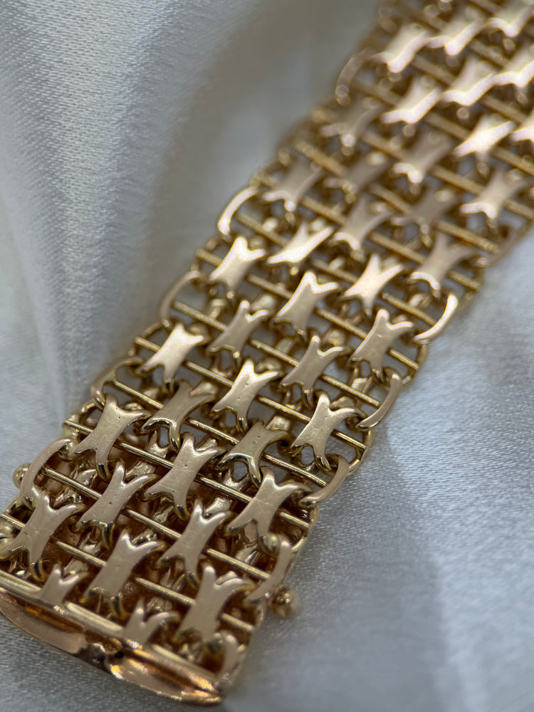 18K Wide X-Link Bracelet in Rose Gold – 74.2g, 20.5 cm