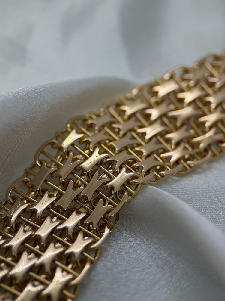 18K Wide X-Link Bracelet in Rose Gold – 74.2g, 20.5 cm