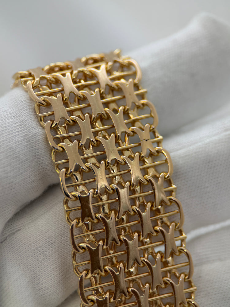 18K Wide X-Link Bracelet in Rose Gold – 74.2g, 20.5 cm