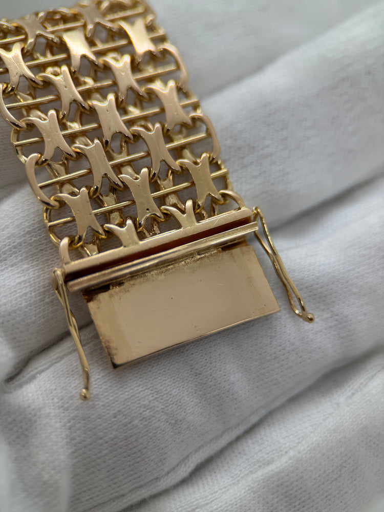 18K Wide X-Link Bracelet in Rose Gold – 74.2g, 20.5 cm