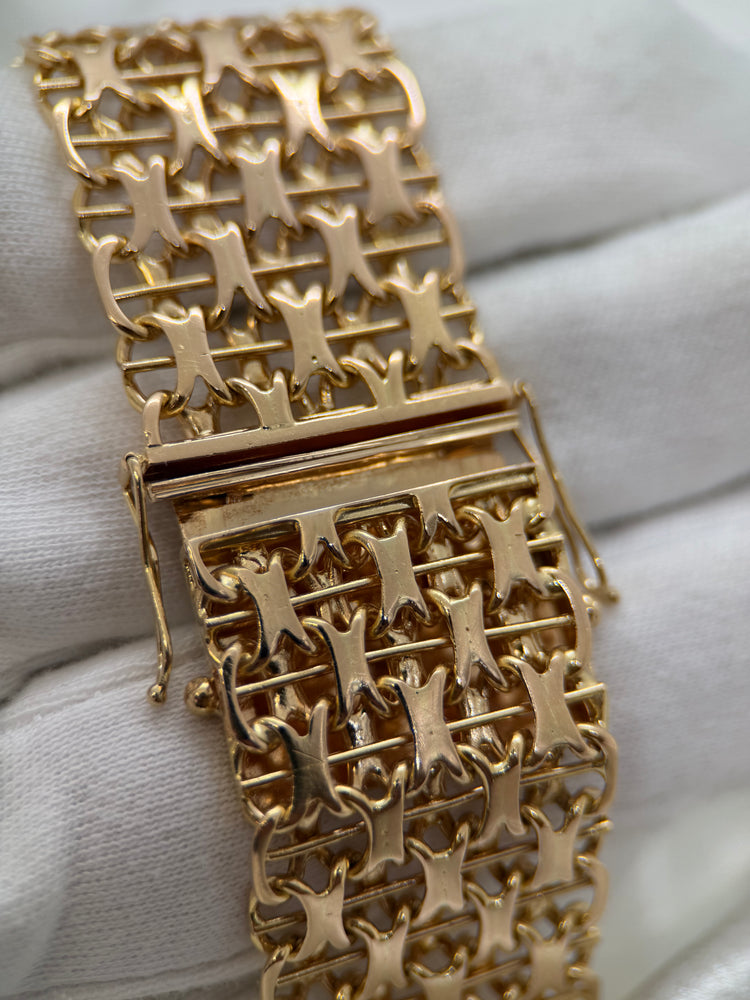 18K Wide X-Link Bracelet in Rose Gold – 74.2g, 20.5 cm