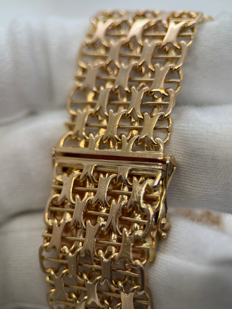18K Wide X-Link Bracelet in Rose Gold – 74.2g, 20.5 cm
