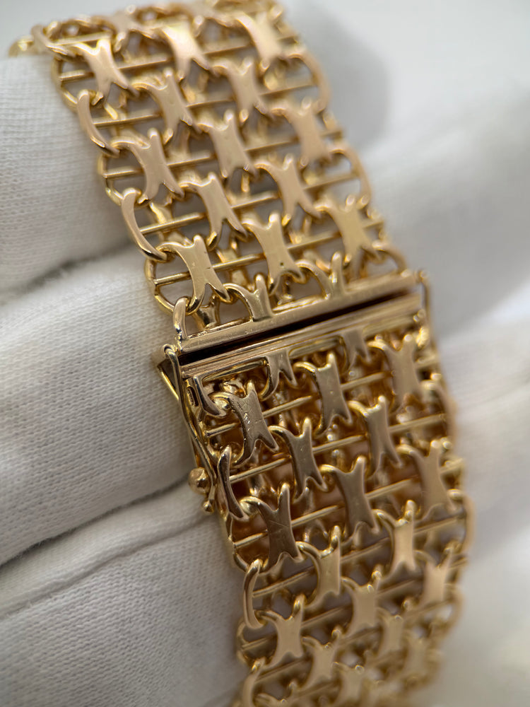 18K Wide X-Link Bracelet in Rose Gold – 74.2g, 20.5 cm