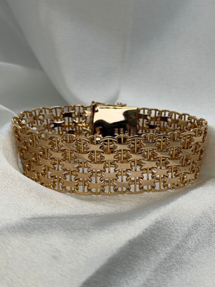 18K Wide X-Link Bracelet in Rose Gold – 74.2g, 20.5 cm