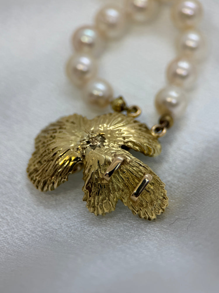 18K Dubbelradigt pärlcollier med diamanter – Odlade pärlor, 59 cm
