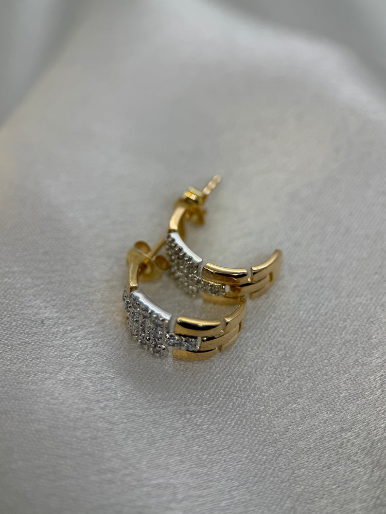 18K Tvåfärgade Creolörhängen med Diamanter – 0.24 ct, 1.5 cm
