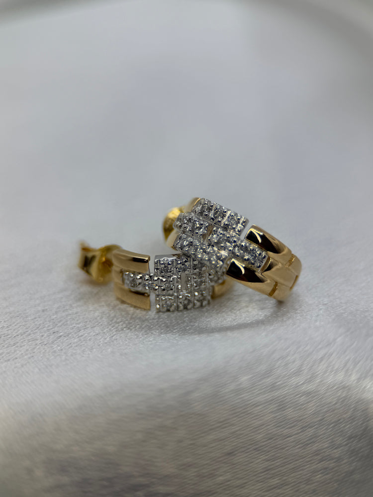 18K Tvåfärgade Creolörhängen med Diamanter – 0.24 ct, 1.5 cm