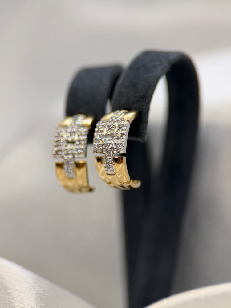 18K Tvåfärgade Creolörhängen med Diamanter – 0.24 ct, 1.5 cm