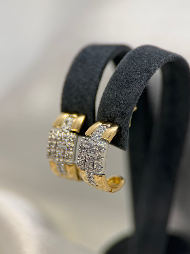 18K Tvåfärgade Creolörhängen med Diamanter – 0.24 ct, 1.5 cm