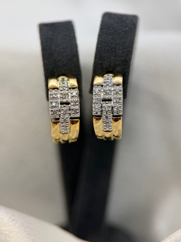 18K Tvåfärgade Creolörhängen med Diamanter – 0.24 ct, 1.5 cm