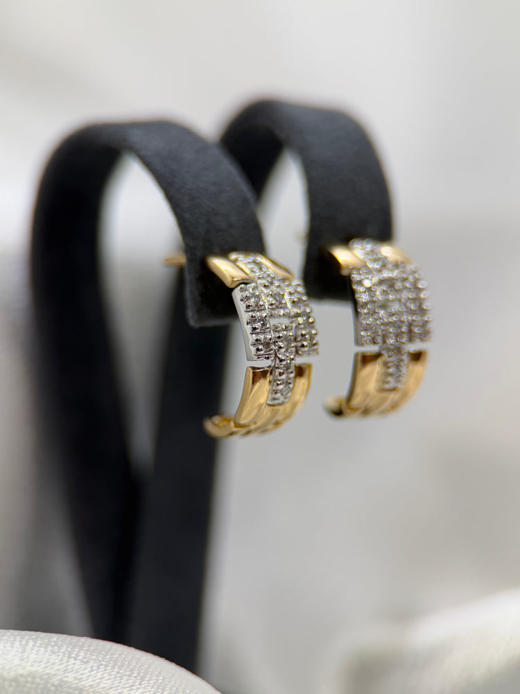 18K Tvåfärgade Creolörhängen med Diamanter – 0.24 ct, 1.5 cm