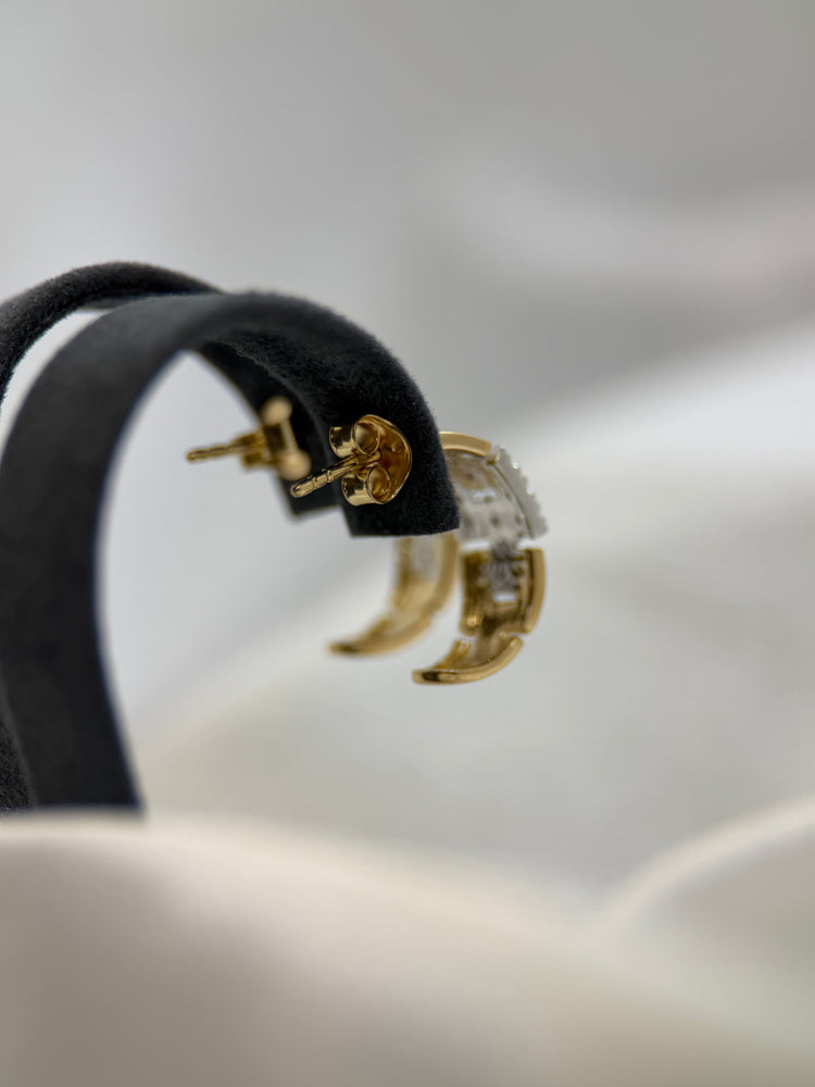 18K Tvåfärgade Creolörhängen med Diamanter – 0.24 ct, 1.5 cm