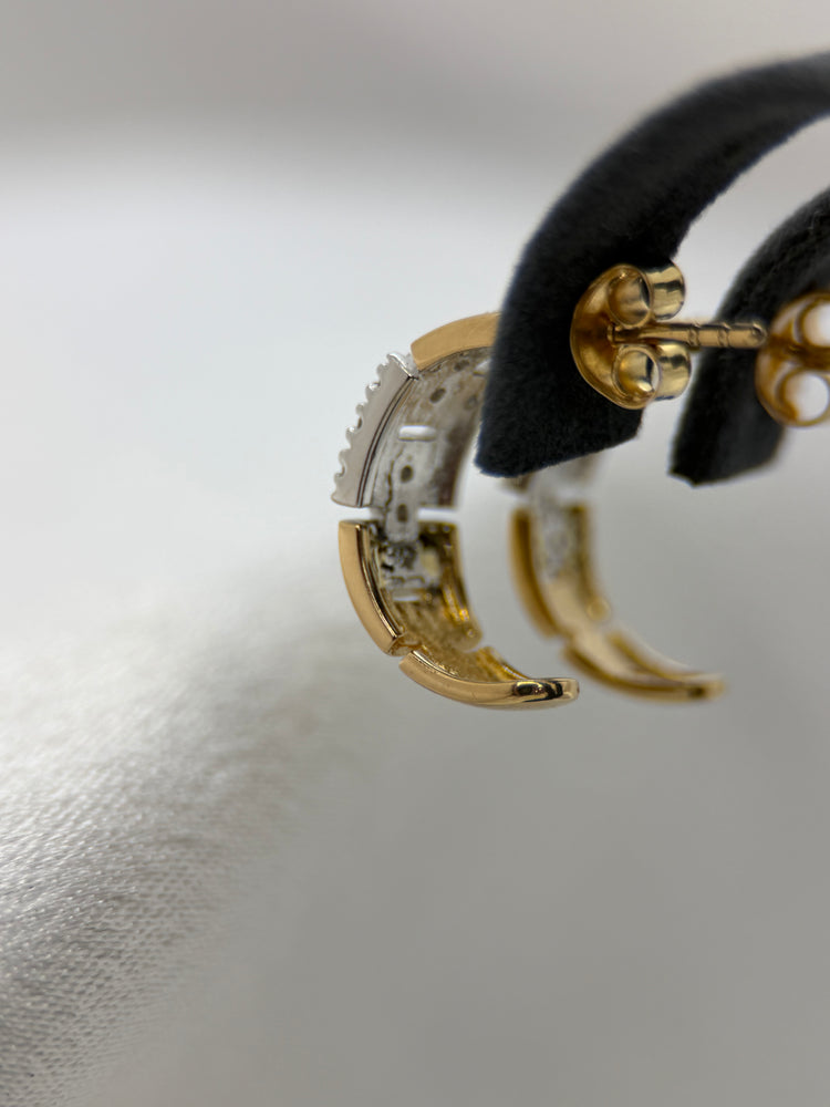 18K Tvåfärgade Creolörhängen med Diamanter – 0.24 ct, 1.5 cm