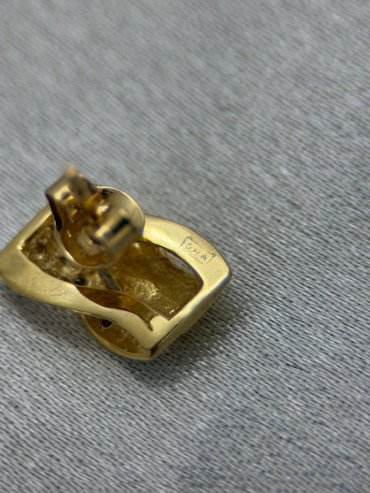 18K Stiftörhängen med diamanter – Tvåfärgad design, 2.6g