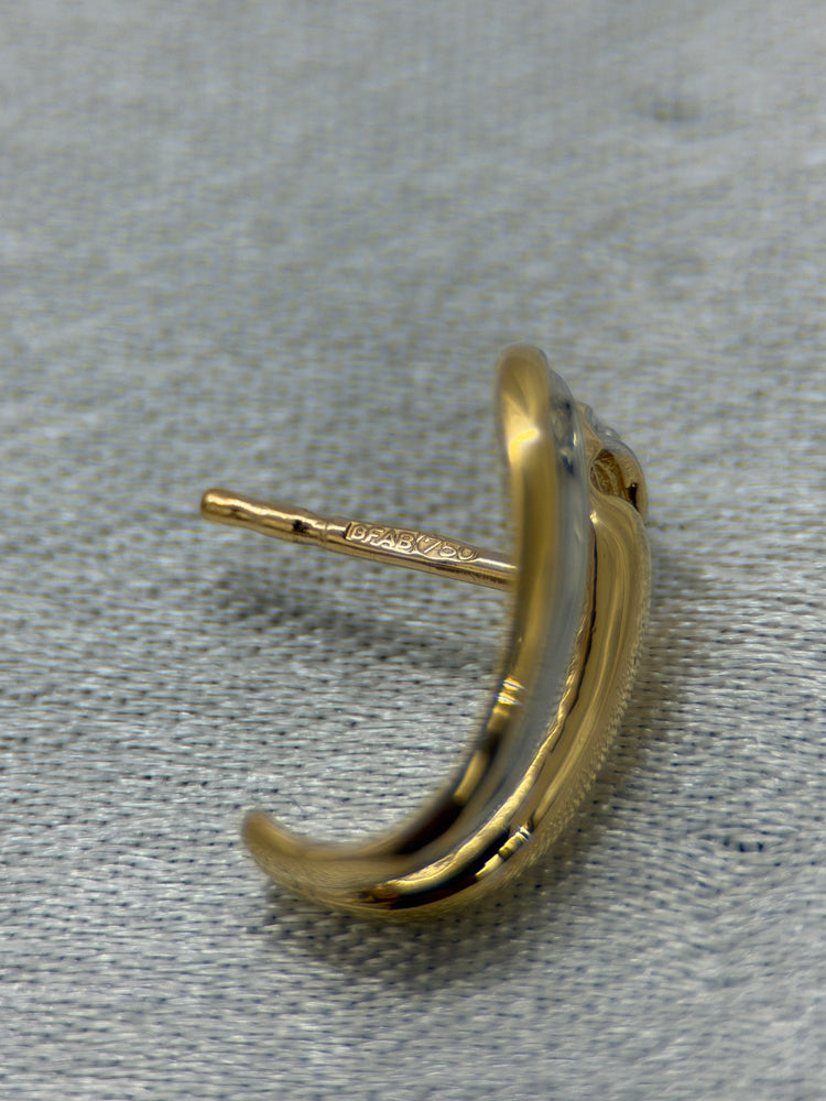 18K Tvåfärgade diamantörhängen – genombruten design, 1.4 cm
