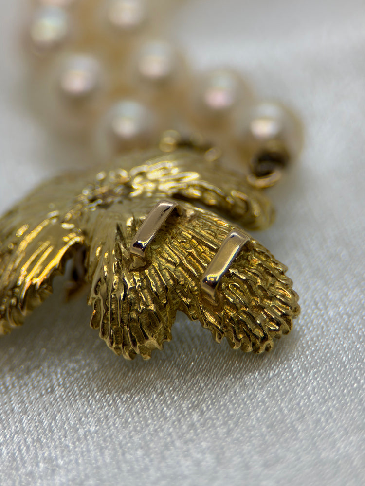18K Dubbelradigt pärlcollier med diamanter – Odlade pärlor, 59 cm