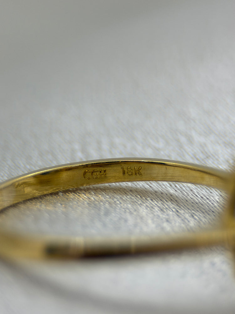 18K Safir och diamantring – 0.55 ct, Storlek 57