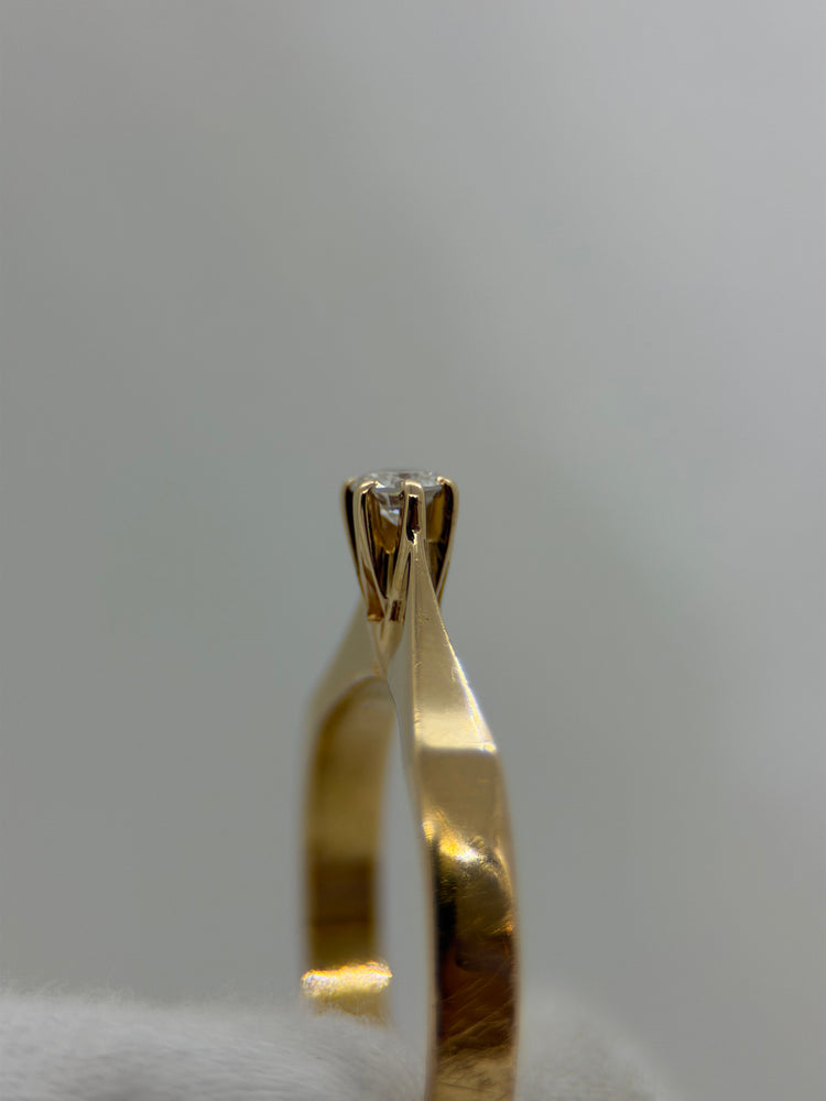 18K Solitär diamantring – 0.10 ct, Storlek 49